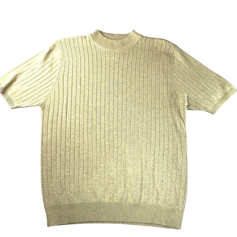 Vintage Sag Harbor Gold Metallic thread Sweater Shirt Women’s Size Large 80s